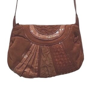 Vintage 70s Rappl‎ Suede Leather Boho Patchwork Shoulder Bag Crossbody Unique